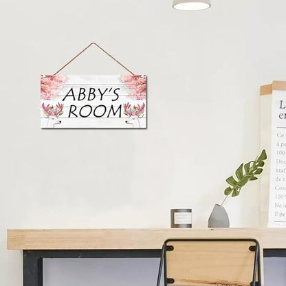 Personalized Unicorn Plaque, Magical Unicorn Sign, Kids Room Custom Name Door Wall Decor, Floral Nursery Art Plate, 5"x10" (12.5x25cm) Wooden Sign