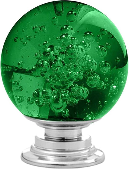 12 Pcs 30mm Round Shape Bubble Crystal Glass Cabinet Knobs with Screws Drawer Knob Pull Handle Used for Kitchen, Dresser, Door, Cupboard (Dark Green)