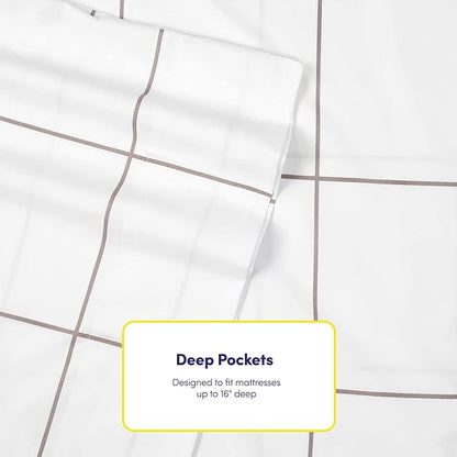 Twin Size Bed Sheets - 4 Piece 1500 Supreme Collection Fine Brushed Microfiber Deep Pocket Twin Sheet Set Bedding - 1 EXTRA PILLOW CASES, GREAT VALUE, Twin, Window Pane White