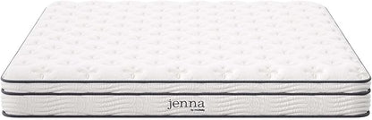 Modway MOD-7096-WHI Jenna 6" Innerspring Pillow Top King Mattress, White