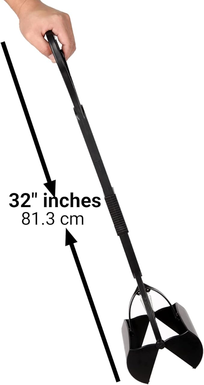 Mr. Peanut's 32" Tall Profile Pooper Scooper, Heavy Duty ABS Frame & Bin, Durable Double Spring Clamp, Lightweight Design, Simple One Step Assembly-Mewly Pet