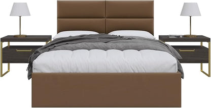 Vänt Upholstered Wall Panels - Queen/Full Size Wall Mounted Headboards - Vintage Leather Cognac - Set of 4 Panels (Each Individual Panel 30"x11.5")