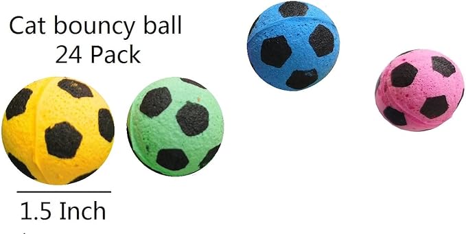 YnFag Foam Soccer Balls Cat Toys for Indoor Cats Cat Balls (Football 24)-Mewly Pet