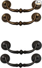 4PCS Retro Dresser Drawer Drop Bail Pulls Handles Classic Metal Swing Handles Hole Centers for Kitchen Bedroom Decoration (Brass + Iron Black)