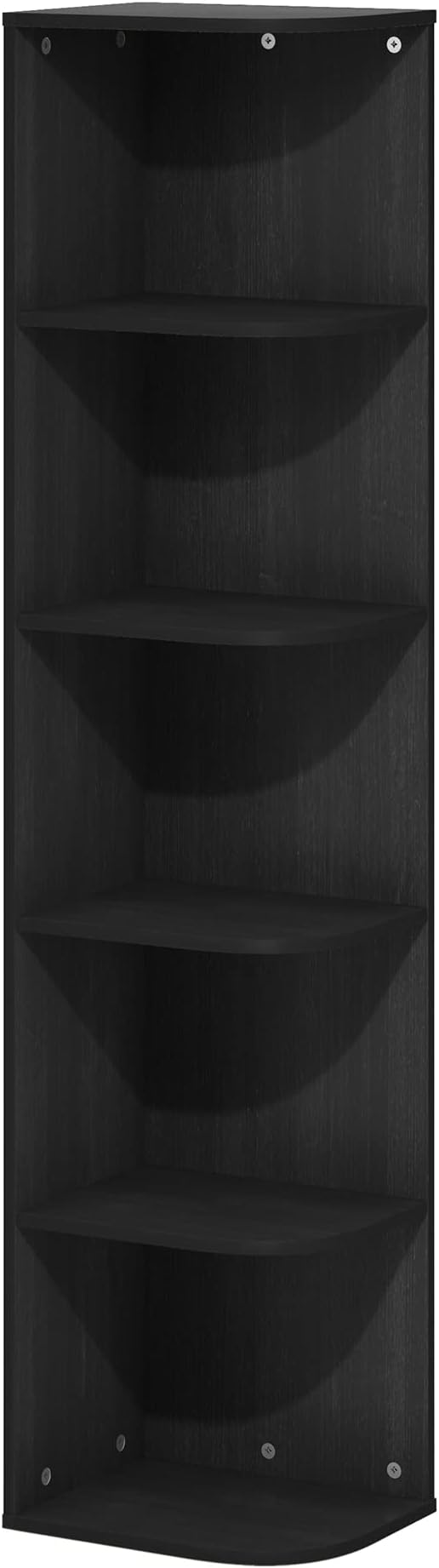 Furinno PASIR Book Shelf, 5-Tier Corner Bookshelf, Open Shelves Bookcase 9.3" x 12" x 51.7", for Living Room, Bedroom, Home Office, Blackwood
