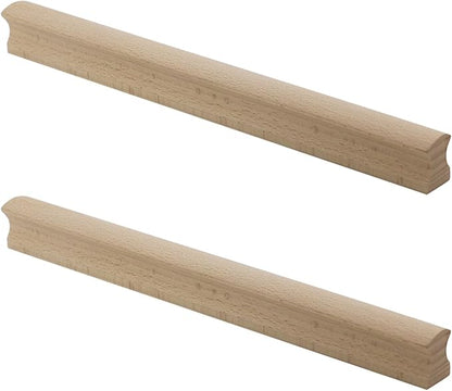 2Pcs Unfinished Beech Wood Solid Furniture Pulls,Unpainted Paintable Wooden Cupboard Closet Drawer Handle Pull,Length 11.81",Hole Dis.8.82"