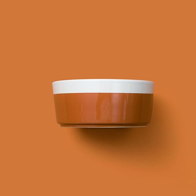 Waggo Dipper Ceramic Dog Bowl for Small and Large Breeds - Heavyweight and Durable Pet Food and Water Dish Crock, Dishwasher Safe, Modern (Teracotta, Medium)-Mewly Pet