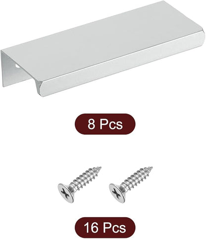 uxcell Cabinet Finger Edge Pull, 8pcs 80mm / 3.15" Aluminum Alloy Back Mount Hidden Cabinet Pulls Concealed Handle for Home Kitchen Drawer Cabinet, Silver