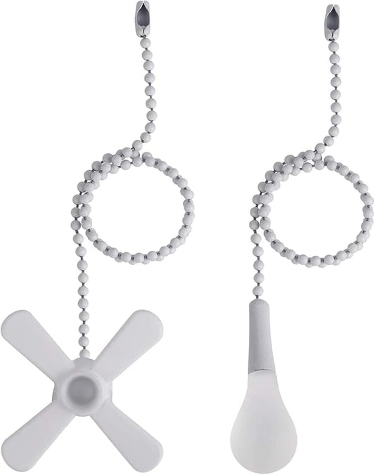 Ceiling Fan Pull Chain, 𝟭𝟮 𝗶𝗻𝗰𝗵 Extra Long with Decorative Frosted Glass Bulb and Fan Cord,Fit All Standard 3mm Diameter Ceiling Fans (White)