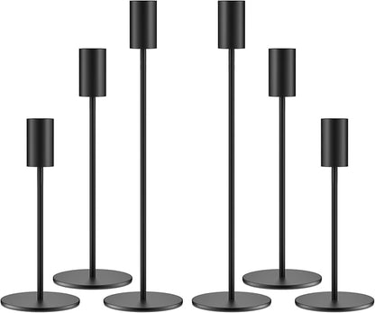 zeochyni Matte Black Candle Holder Set of 6, Elegant Candlestick Holders for Wedding Centerpieces Dining Tables Parties Home Decor Events, Taper Candle Holders Fit 3/4 Inch Candles