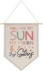 Nursery Decor Bedroom Wall Art Decor Motivational Bedroom Playroom Wall Art Decorations, My Sun My Moon and All of My Stars,Canvas Hanging Flag Banner Decor Gift for Girl Boy Room Playroom Front Door