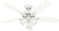 Hunter Fan Company 53236 Hunter Builder Plus Indoor Ceiling Fan with Lights and Remote Control, 52", Snow White Finish