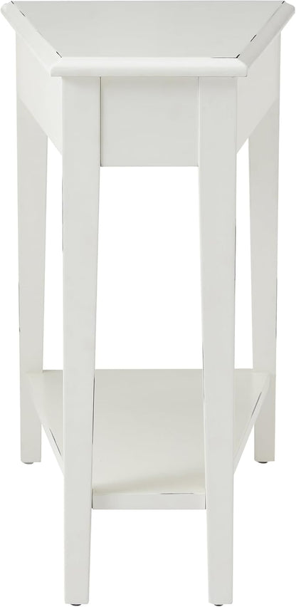 Leick Home Haven Ridge Wedge End Table, Tapered Side Table, Farmhouse White, 214395