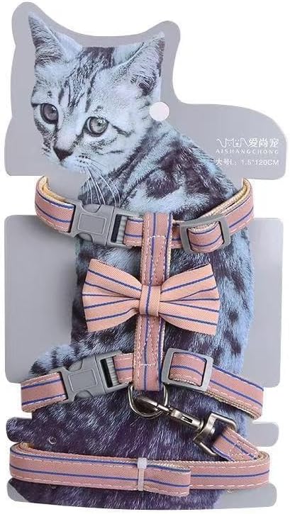 Butterfly Bow Tie Cat Harness and Leash Set - Adjustable, Escape-Proof, Breathable Kitten Vest with Cute Design for Small Cats & Indoor/Outdoor Safety-Mewly Pet