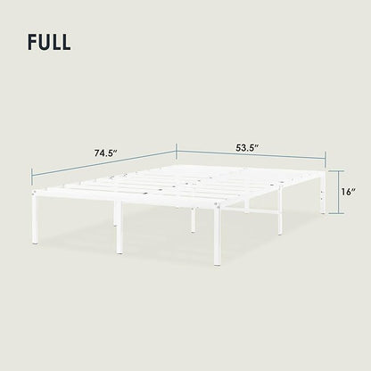 Best Price Mattress 16 Inch Metal Platform Bed Frame, Heavy Duty Steel Slats, White, Full