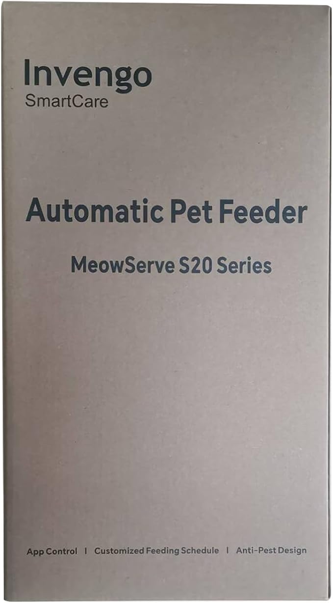 Cat Feeder Automatic - Cat Food Dispenser MeowServe S20, Auto Dog Feeder with Stainless Steel Bowl, 5L Pet Feeder with Patented Anti-Jam Port, App, Dual Lock Lid, Dual-Band WiFi & Power, White-Mewly Pet