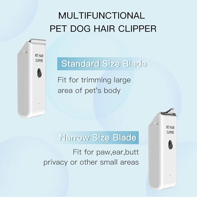 Feet Hair Trimmer, Dog Clippers,Quiet Washable USB Rechargeable Cordless Dog Grooming Kit,Electric Pets Hair Trimmers Shaver Shears for Dogs and Cats White-Mewly Pet