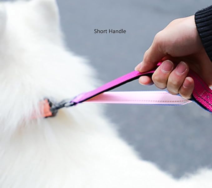 Hands Free Dog Leash for Large Medium Dogs Heavy Duty Bungee Reflective Adjustable Waist Leashes for Walking Running with Car Buckle 4-6FT (Rose)-Mewly Pet