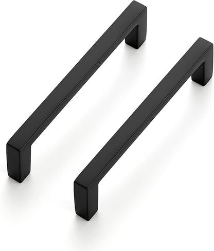 Ravinte 10 Pack Matte Black Cabinet Pulls, 3-3/4 Inch (96mm) Hole Center Slim Kitchen Handles, Square Drawer Pulls for Cabinets & Cupboards, Hardware