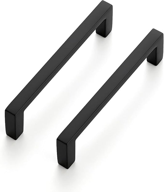Ravinte 10 Pack Matte Black Cabinet Pulls, 3-3/4 Inch (96mm) Hole Center Slim Kitchen Handles, Square Drawer Pulls for Cabinets & Cupboards, Hardware