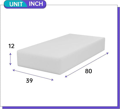 PayLessHere 12 Inch Memory Foam Mattress Medium-Firm Mattress for Pressure Relief & Cooler Sleep Gel Memory Foam Mattress Bed in a Box Fiberglass Free CertiPUR-US Twin XL Mattress for Soundly Sleep