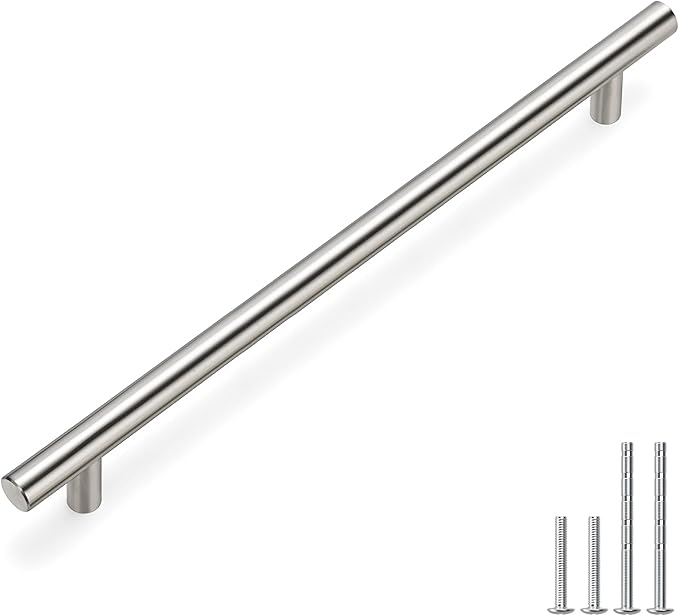 homdiy 400 Pack Cabinet Pulls Modern Drawer Pulls HD201SN Cabinet Hardware Stainless Steel Cabinet Handles 10in Hole Centers Round Bar for Kitchen Cabinets, Cupboard Handles