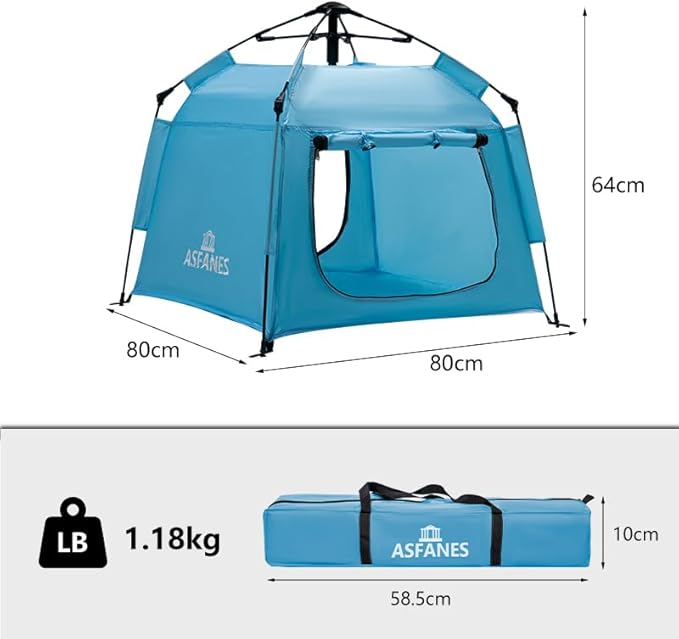 Outdoor Waterproof Pet Automatic Camping Tent, Pop up Cave Bed for Indoor Cats and Small Dogs, Portable Cat House Dog House, Sky Blue.-Mewly Pet