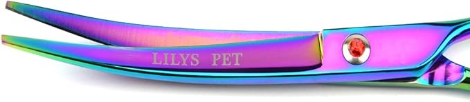 LILYS PET Professional PET Grooming scissors Kit,Coated Titanium,Sharp and Strong Stainless Steel Blade for Dogs Cats Hair Cutting,3 Pieces of Scissors with a Comb and a Case (7.0 inches, Rainbow)-Mewly Pet