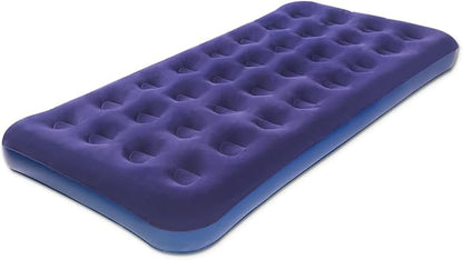 Twin Size Air Mattress for Inflatable - Portable Blue Blow Up Mattresses with Flocked top - Single Foldable Air Bed for Tent Camping Home Travel Backpacking