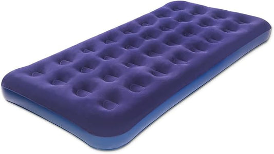 Twin Size Air Mattress for Inflatable - Portable Blue Blow Up Mattresses with Flocked top - Single Foldable Air Bed for Tent Camping Home Travel Backpacking
