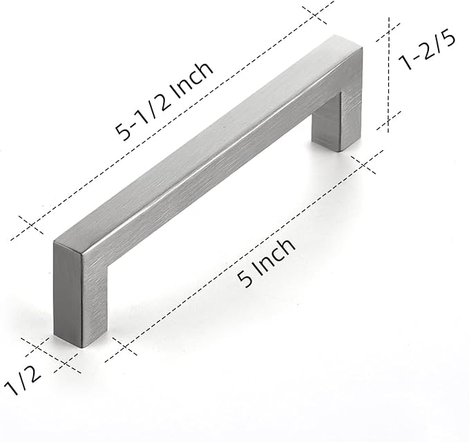 Ravinte 10 Pack 5 Inch Kitchen Square Cabinet Handles Satin Nickel Pulls Brushed Nickel Kitchen Cabinet Hardware Handles for Cupboard Drawer Pulls
