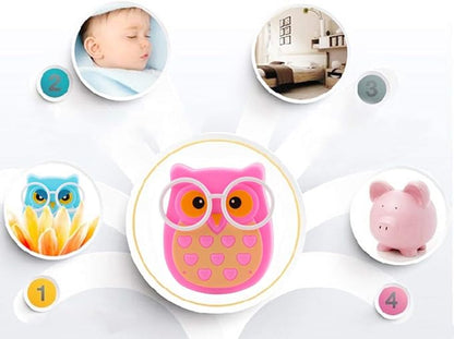 2 PCS Owl LED Plug in Night Light for Kids- Wall Lamp Take Good Care Children Sleep Light Sensor Auto Controlled Nightlights for Baby Nursing (Blue+Pink)