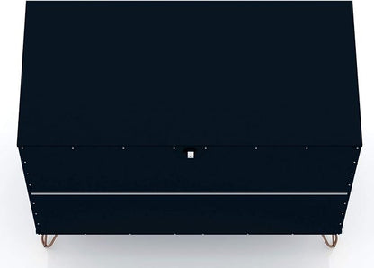 Manhattan Comfort Rockefeller 3 Drawer Dresser for Bedroom Storage, Closet, Living Room, Entryway, TV Stand for Screens up to 32 Inches, Anti-Tip Kit Included, Set of 1, Midnight Blue