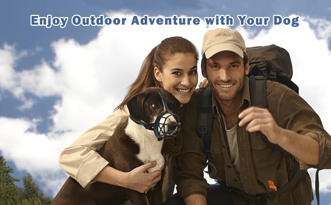 Dog Muzzle Breathable Basket Muzzles for Large and X-Large Dogs, Stop Biting, Barking and Chewing, Best for Aggressive Dogs Black Brown (Black Rubber, L)-Mewly Pet