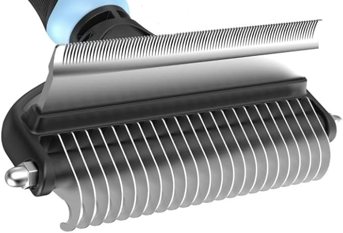 Dog Brush for Shedding & Cat Brushes for Indoor Cats - Double Coat Dog Brushes for Grooming - Hair Remover Pet Grooming Tools - 2 in 1 Deshedding Brush & Undercoat Rake for Dogs - Defur Comb Cleaner-Mewly Pet