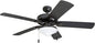 Honeywell Ceiling Fans Belmar 52 Inch Ceiling Fan With Light, Indoor/Outdoor Ceiling Fan with Pull Chain, LED Tri-Mount 5 Blade Design, ETL Damp Rated, Bronze (50512-01)