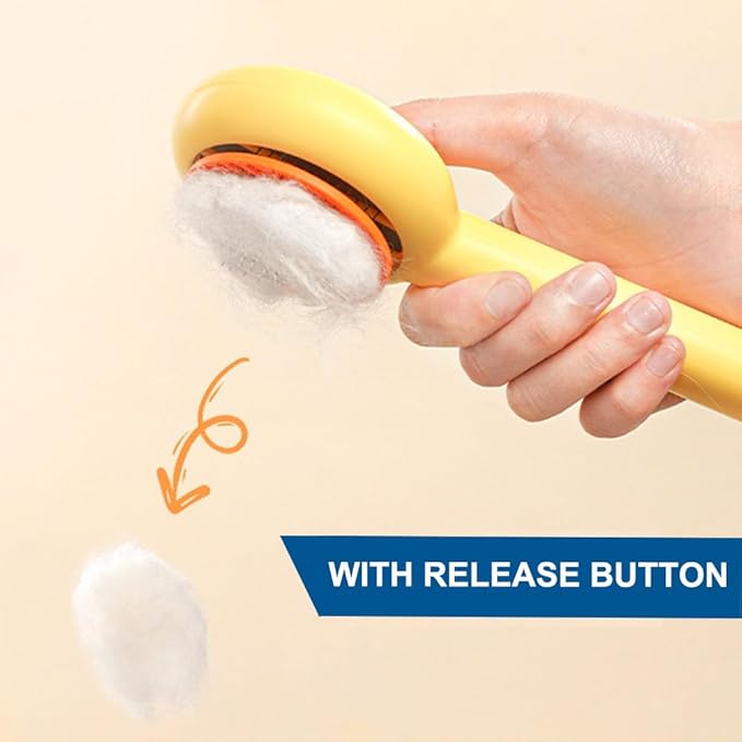 Cat Brush for Short or Long Haired Cats Dogs Rabbits, Cute Dog Brush with Release Button for Massage and Removes Loose Fur, Dog Hair Brush Dog Grooming Deshedding Brush-Mewly Pet