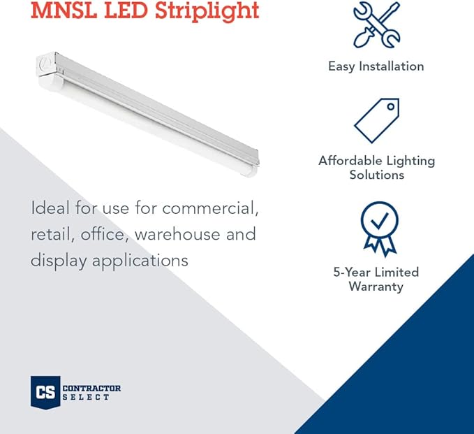 Lithonia Lighting 2ft Light Fixture, LED Strip Light, 120V, 4000K Cool White Light, 2-Foot, 1-Light, White (MNSL L23 1LL 120V 40K 80CRI M6)