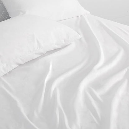 Moonsea Extra Deep Pocket Air Mattress White Sheets Twin Size - 3Pcs Side Storage Pocket Fitted Sheet & Pillowcase Twin Deep Pocket Sheet Sets Easily Fits for Kids 16in to 24in Pillow Top Air Bed