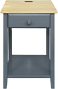 Casual Home Owl Night Stand with USB Port Charging Station and Drawer, 17.5" W x 14.25" D x 24.5" H, Natural Gray