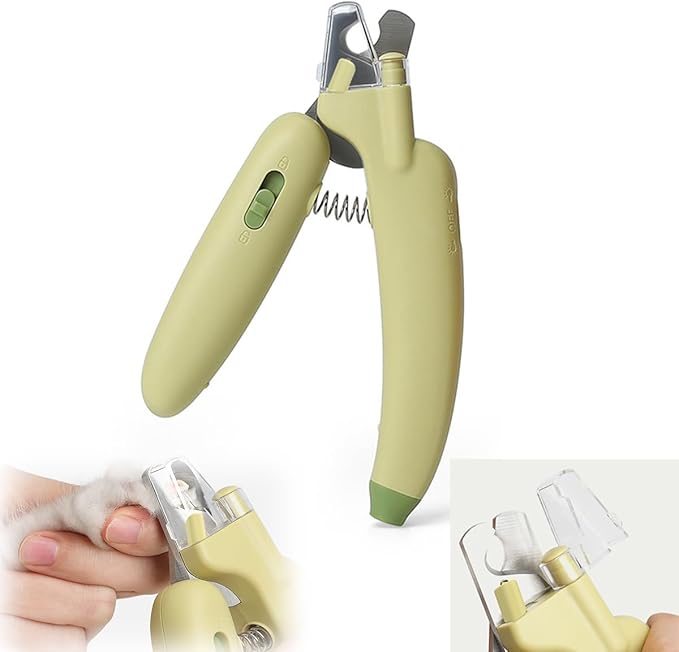 LED Pet Nail Clippers,Upgrade Cat Nail Clipper with Light,Cat Claw Trimmer Nail Clippers for Dogs,Trim Your Pets Nails Easy and Pain-Free Grooming Tool for Small Animals (Green)-Mewly Pet