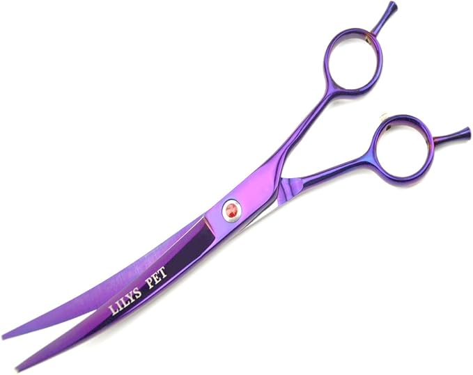 LILYS PET Professional PET Grooming Scissors Kit,Coated Titanium,Sharp and Strong Stainless Steel Blade for Dogs Cats Hair Cutting,3 Pieces of Scissors with a Comb and a Case (7.0 inches, Purple)-Mewly Pet