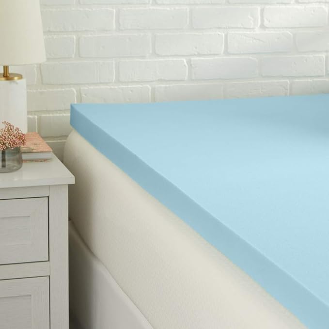 Amazon Basics Full Mattress Topper, Cooling Gel-Infused, CertiPUR-US Certified, 2 Inches, Blue