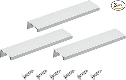 uxcell Cabinet Finger Edge Pull, 3pcs 150mm / 5.91" Aluminum Alloy Back Mount Hidden Cabinet Pulls Concealed Handle for Home Kitchen Drawer Cabinet, Silver
