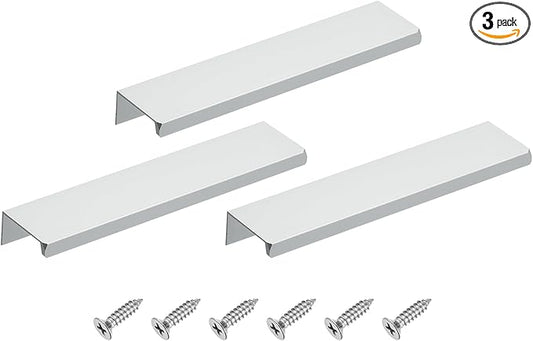 uxcell Cabinet Finger Edge Pull, 3pcs 150mm / 5.91" Aluminum Alloy Back Mount Hidden Cabinet Pulls Concealed Handle for Home Kitchen Drawer Cabinet, Silver