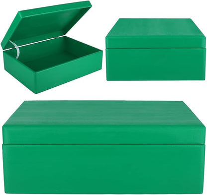 XL Green Wooden Box Storage with Hinged Lid | 15.8 x 11.8 x 5.5 inches (+-0.5) | Gift Box for Tool Dog Shoes Clothes Kitchen Storage Document | Wood Keepsake Chest