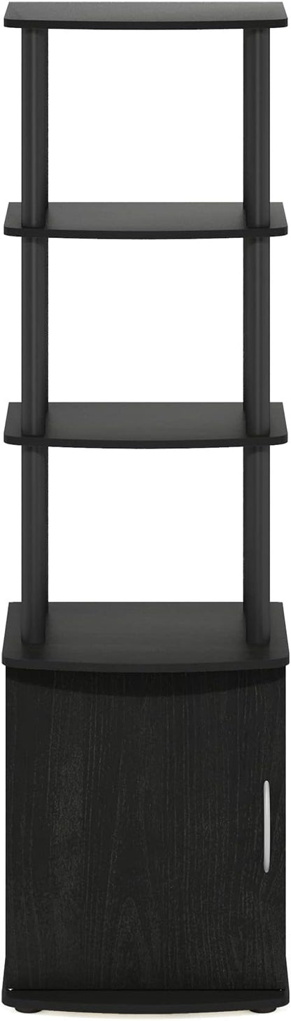 Furinno Turn-N-Tube Tall TV Entertainment Side Table Display Rack with Storage Cabinet, 3-Tier, Blackwood/Black