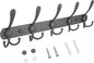 TICONN Wall Mounted Coat Rack, Five Heavy Duty Tri Hooks All Metal Construction for Jacket Coat Hat in Mudroom Entryway (Space Gray, 1-Pack)
