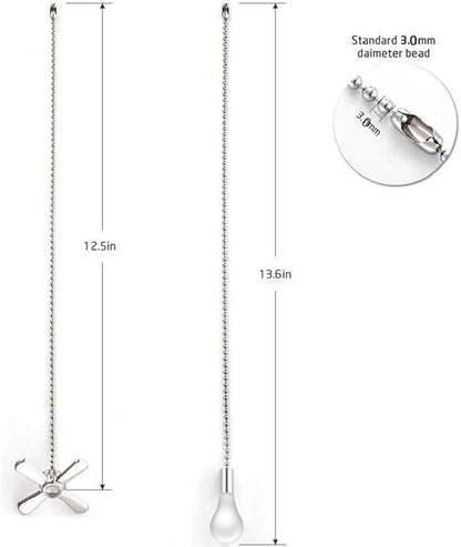 Ceiling Fan Chain Set - 2 Pcs Fan Pull Chains with 13.6 Inch Cord for Switch and Light