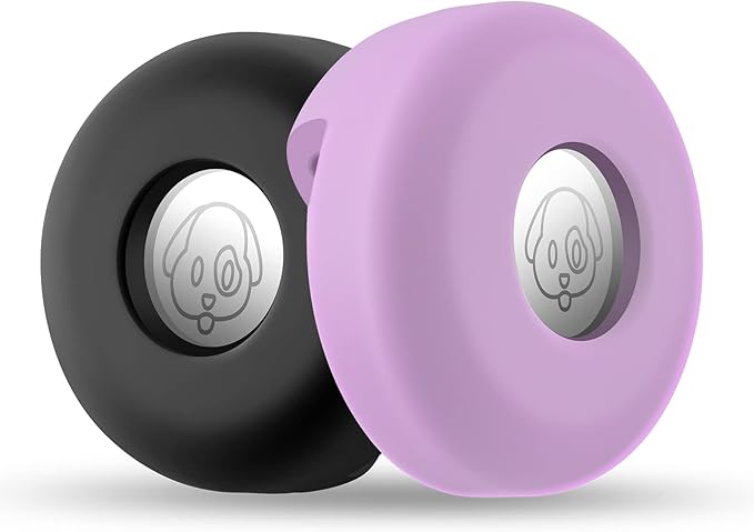 Airtag Holder for Dog Collar, Cibaabo Silicone Air Tag Case Cover Compatible with Apple Airtags for 0.8-1.2inch Cat Pet Collar Harness Loop-Mewly Pet